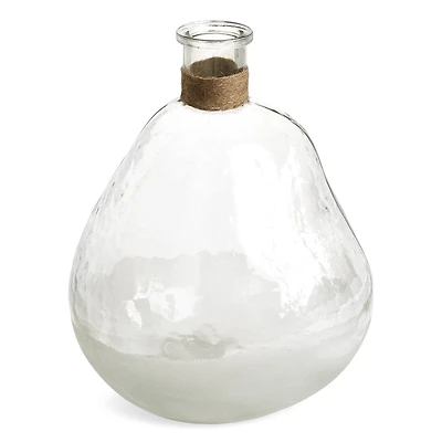 VASE EMBOSSED GLASS W/JUTE ROPE CLEAR/FROSTED