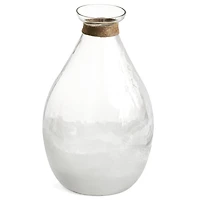 VASE EMBOSSED GLASS W/JUTE CLEAR/FROSTED 7X11
