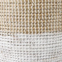 Maddie Light Brown W/(White/Black) Dipped Seagrass Round Basket W/ Handles