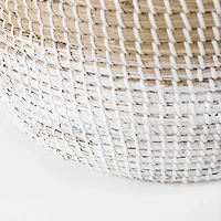 Maddie Light Brown W/(White/Black) Dipped Seagrass Round Basket W/ Handles