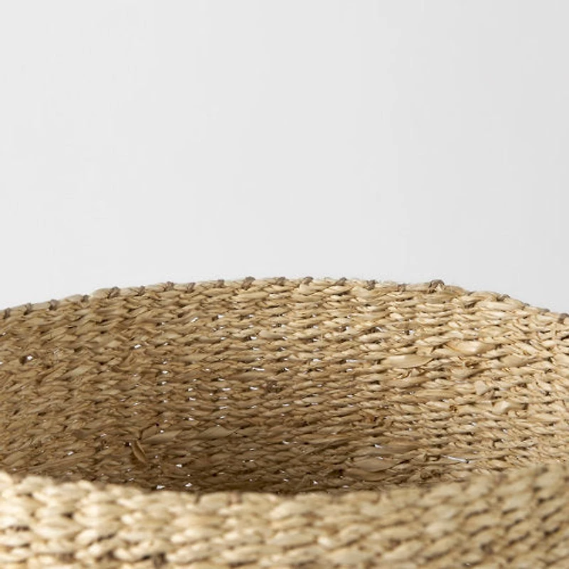 Sivannah Light Brown and Medium Striped Seagrass Round Basket