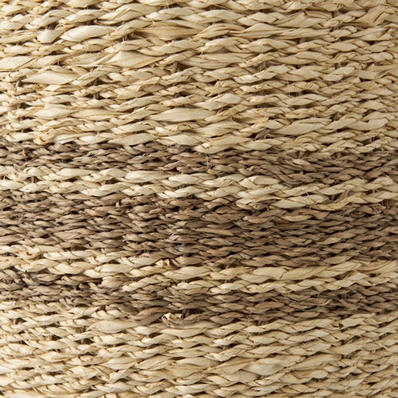 Sivannah Light Brown and Medium Striped Seagrass Round Basket