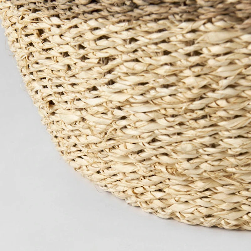 Sivannah Light Brown and Medium Striped Seagrass Round Basket