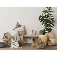 Sivannah Light Brown and Medium Striped Seagrass Round Basket