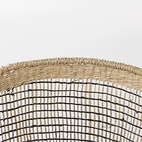 Triopas Brown Seagrass Round Basket W/ Handles