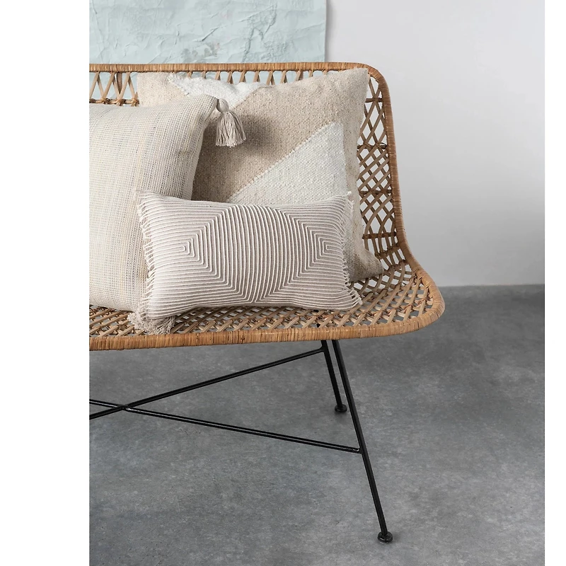 20" Woven Cotton Pillow With Tassels