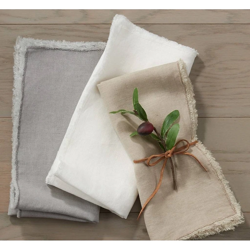 Fringe Linen Table Napkins (Set of 4) 20" - Natural