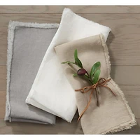 Fringe Linen Table Napkins (Set of 4) 20" - Natural