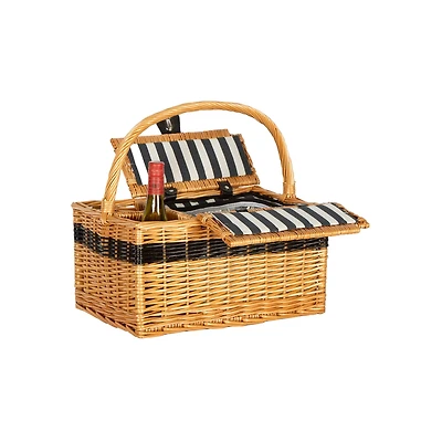 Willow Picnic Basket With Insulated Cooler for 2 Wine Bottles