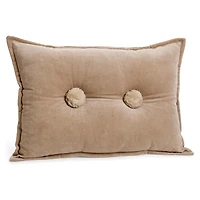 CUSHION BUBBLE FILLED COTTON VELVET BEIGE 14X20