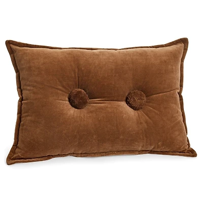 CUSHION BUBBLE FILLED COTTON VELVET BROWN 14X20