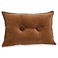 CUSHION BUBBLE FILLED COTTON VELVET BROWN 14X20