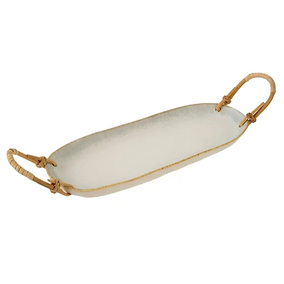 Rattan Wrapped Ceramic Platter