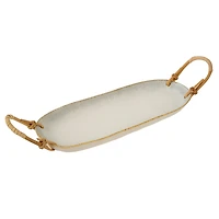 Rattan Wrapped Ceramic Platter