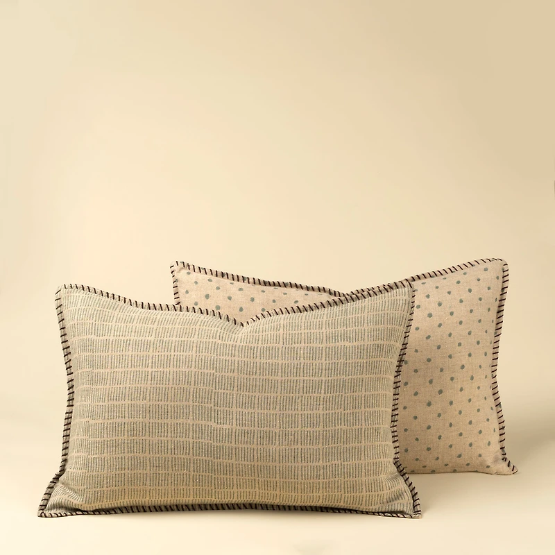 Dash & Dot Linen Pillow, 16" X 24"