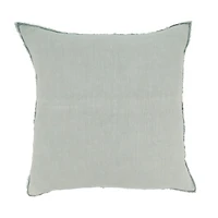 Fringed Design Linen Pillow - Blue-Grey