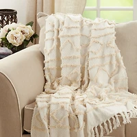 Diamond Embellished Throw Ivory