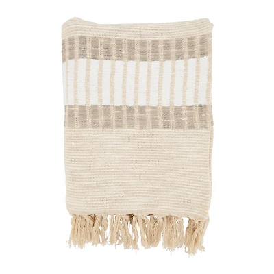 Woven Striped Throw Natural
