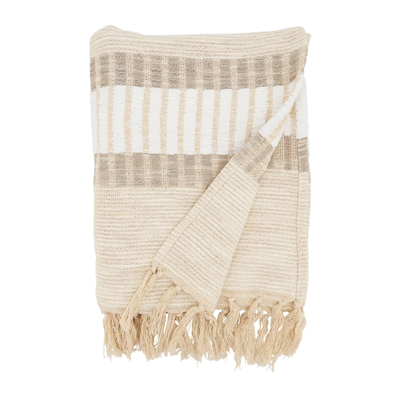 Woven Striped Throw Natural