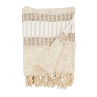 Woven Striped Throw Natural