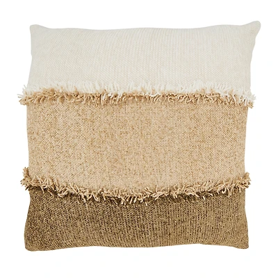 Color Band Fringe Pillow Natural