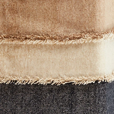 Color Band Fringe Pillow Black/Natural