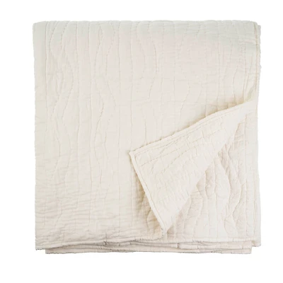 Cloud Kantha Bed Quilt White