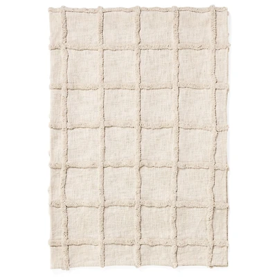 Throw Cot Tuft Grid Nat