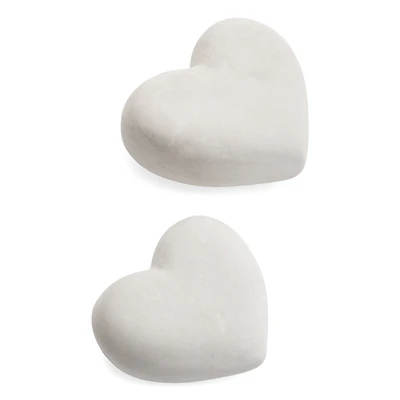 DECO SMALL HEART PAPER MACHE NATURAL WHITE