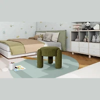 Olea Boucle Ottoman - Moss Green