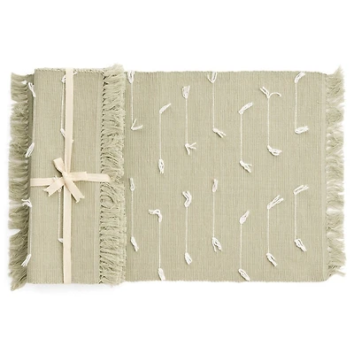 Ribbed Placemat Cott Sage - White (Set of 4)