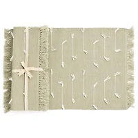 Ribbed Placemat Cott Sage - White (Set of 4)