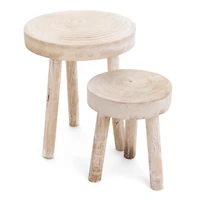 STOOL LG PAULOWNIA WOOD WHITEWASH