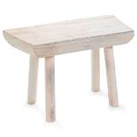STOOL RECT PAULOWNIA WOOD WHITE WASH