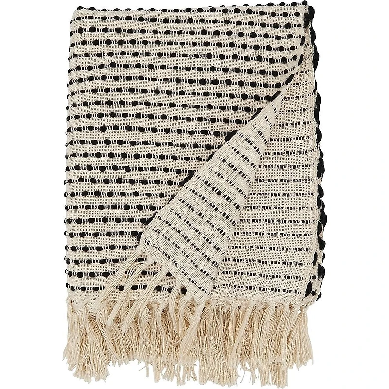 Stripe Woven Throw Blanket - Black
