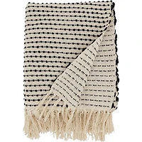 Stripe Woven Throw Blanket - Black