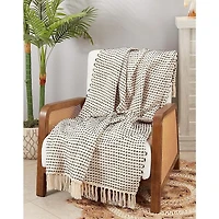 Stripe Woven Throw Blanket - Black