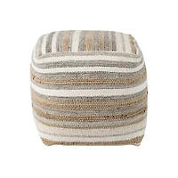 Aahana Pouf - White/Taupe/Gray