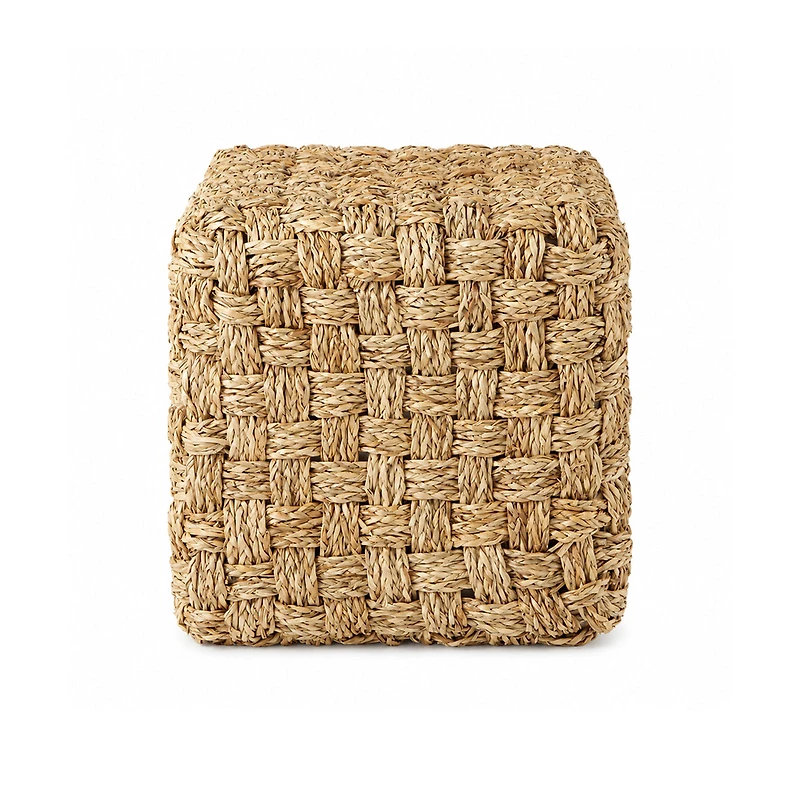 Adele - Medium Brown Seagrass Woven Square Pouf