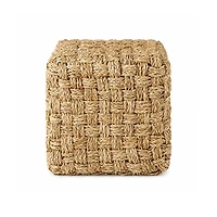 Adele - Medium Brown Seagrass Woven Square Pouf
