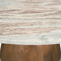Allyson Round Brown Pedestal w/Savar Pink Marble Top Coffee Table