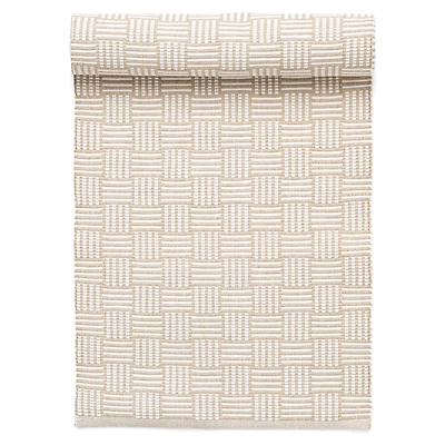 Delacruz Tab Runner Cotton Geo Strp Taupe-white