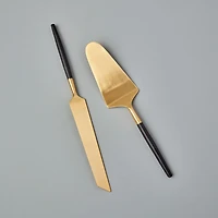 Black & Gold Cake Lift & Knife Set