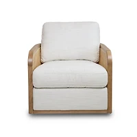 Becca Solid Oak Wood and Fabric Swivel Accent Chair - Prestige Natural