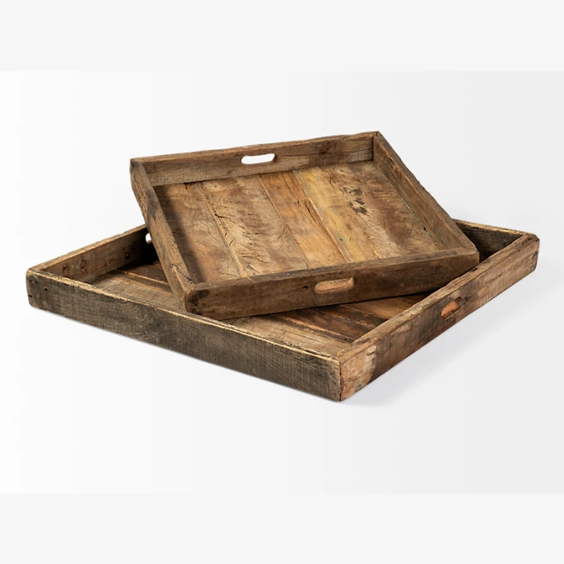 Carson (Small) 24L x 24W Brown Reclaimed Wood Tray