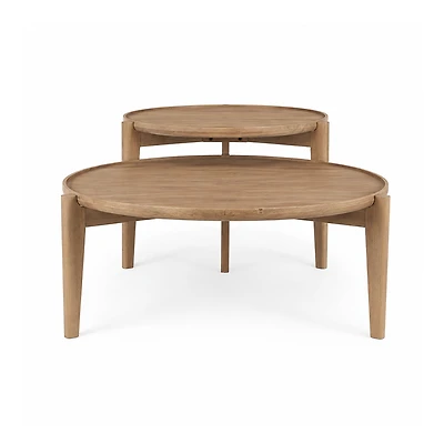 Cleaver (Set of 2) 40" & 31" Round Brown Solid Wood Nesting Coffee Tables