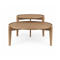 Cleaver (Set of 2) 40" & 31" Round Brown Solid Wood Nesting Coffee Tables