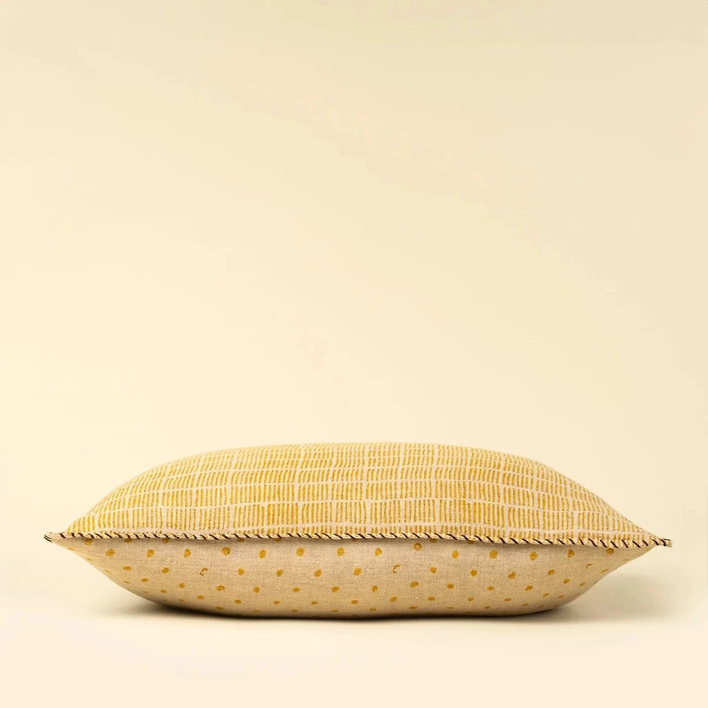 Dash & Dot Linen Pillow, Sunflower