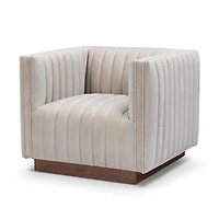 Fest Premium Velvet Chair w/Wooden Base - Mocha Mist