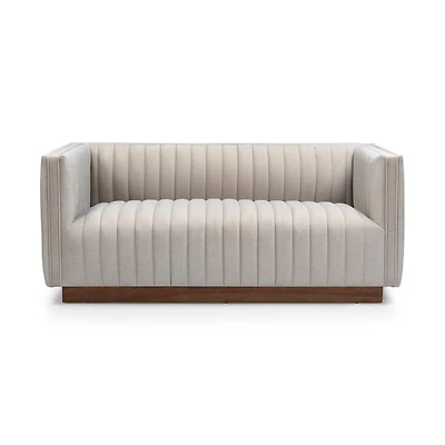 Fest Premium Velvet Loveseat w/Wooden Base - Mocha Mist